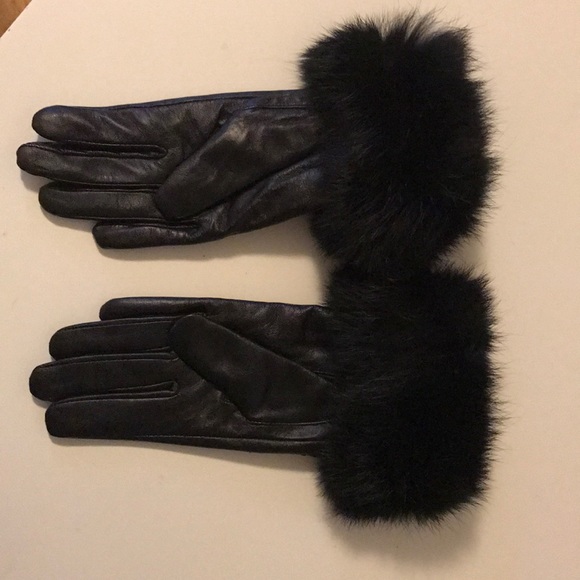 Yaoyao genuine leather gloves with fur trim - Picture 3 of 6